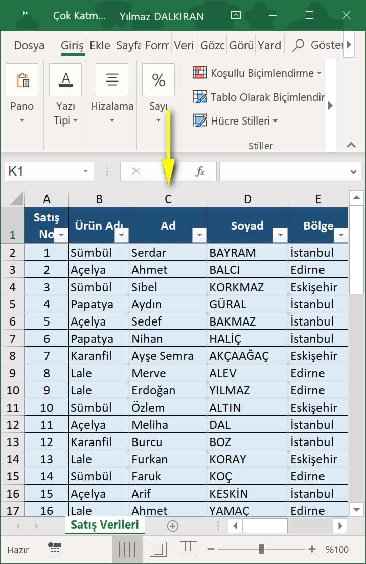 çok katmanlı sıralama ve özel sıralama