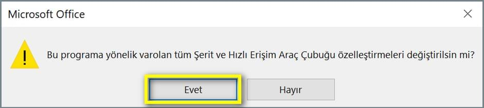 hızlı erişim araç çubuğu quick access toolbar