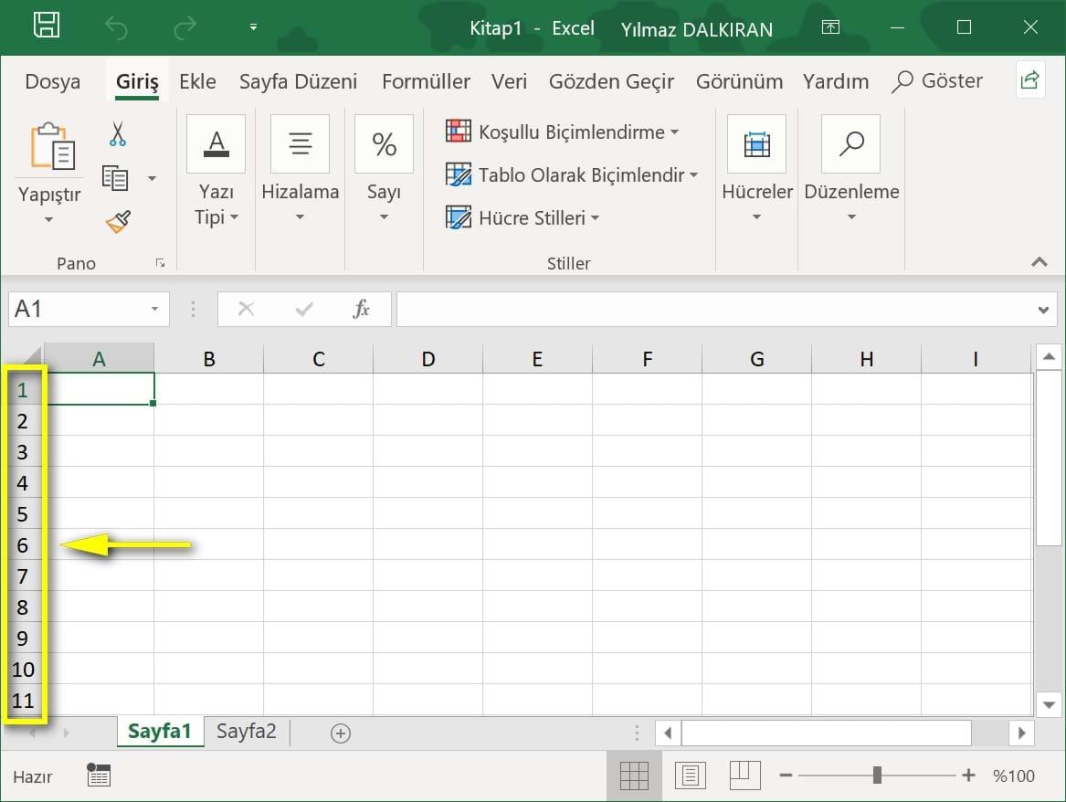 satırlar ve sütunlar