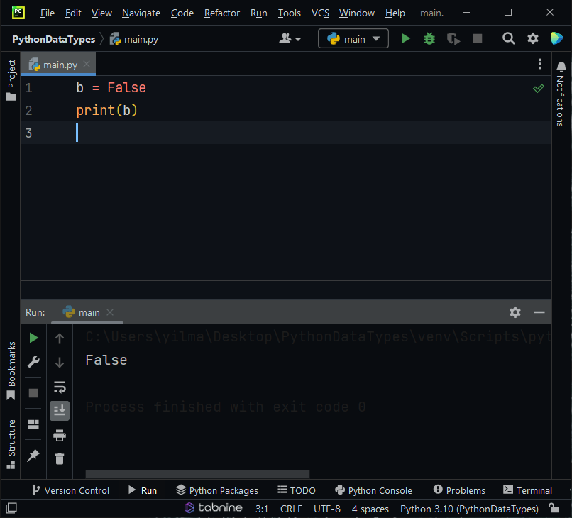 boolean data types