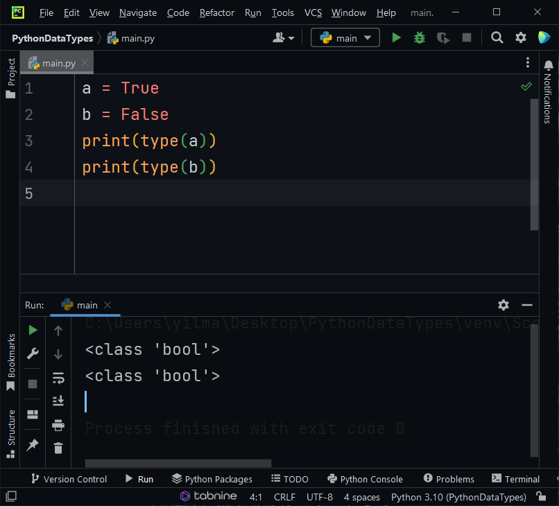 boolean data types