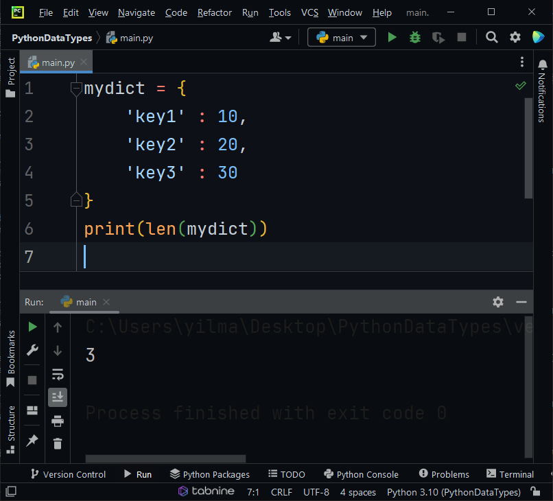 dictionary data types