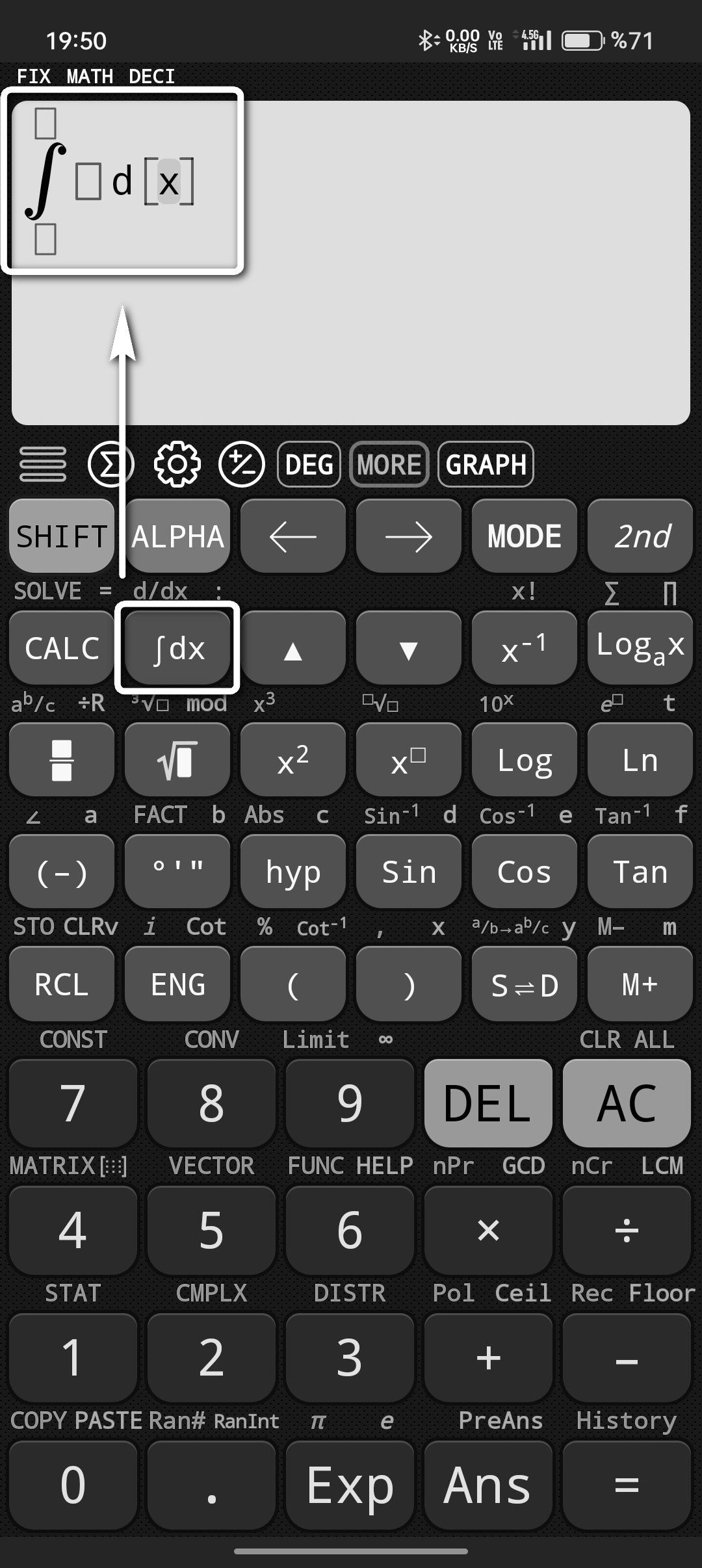 hesap makinesinde integral hesaplama