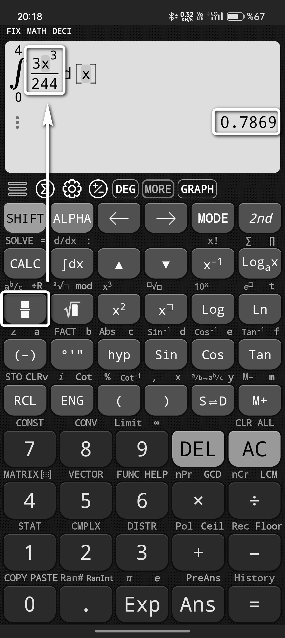 hesap makinesinde integral hesaplama