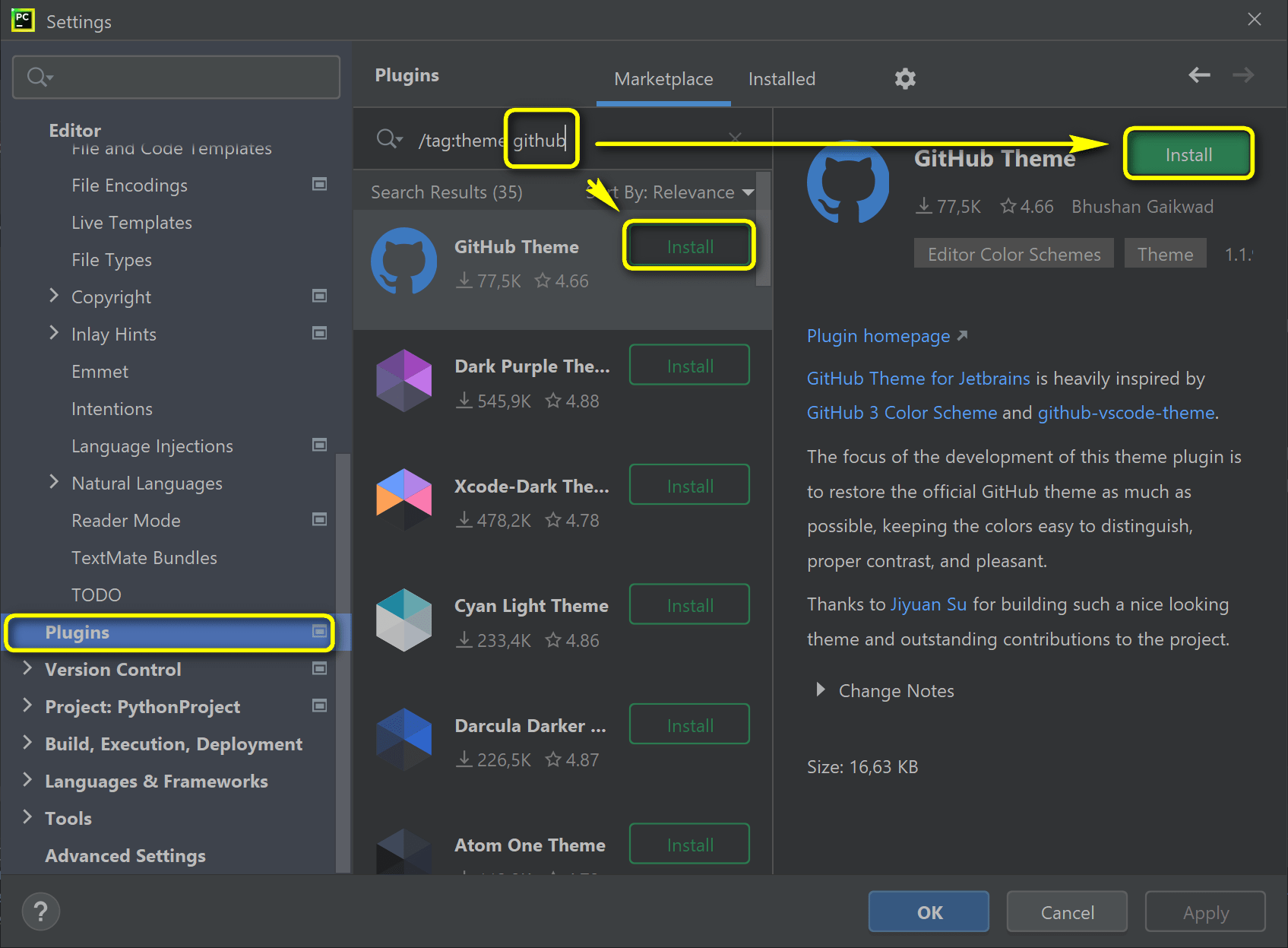 pycharm kurulumu