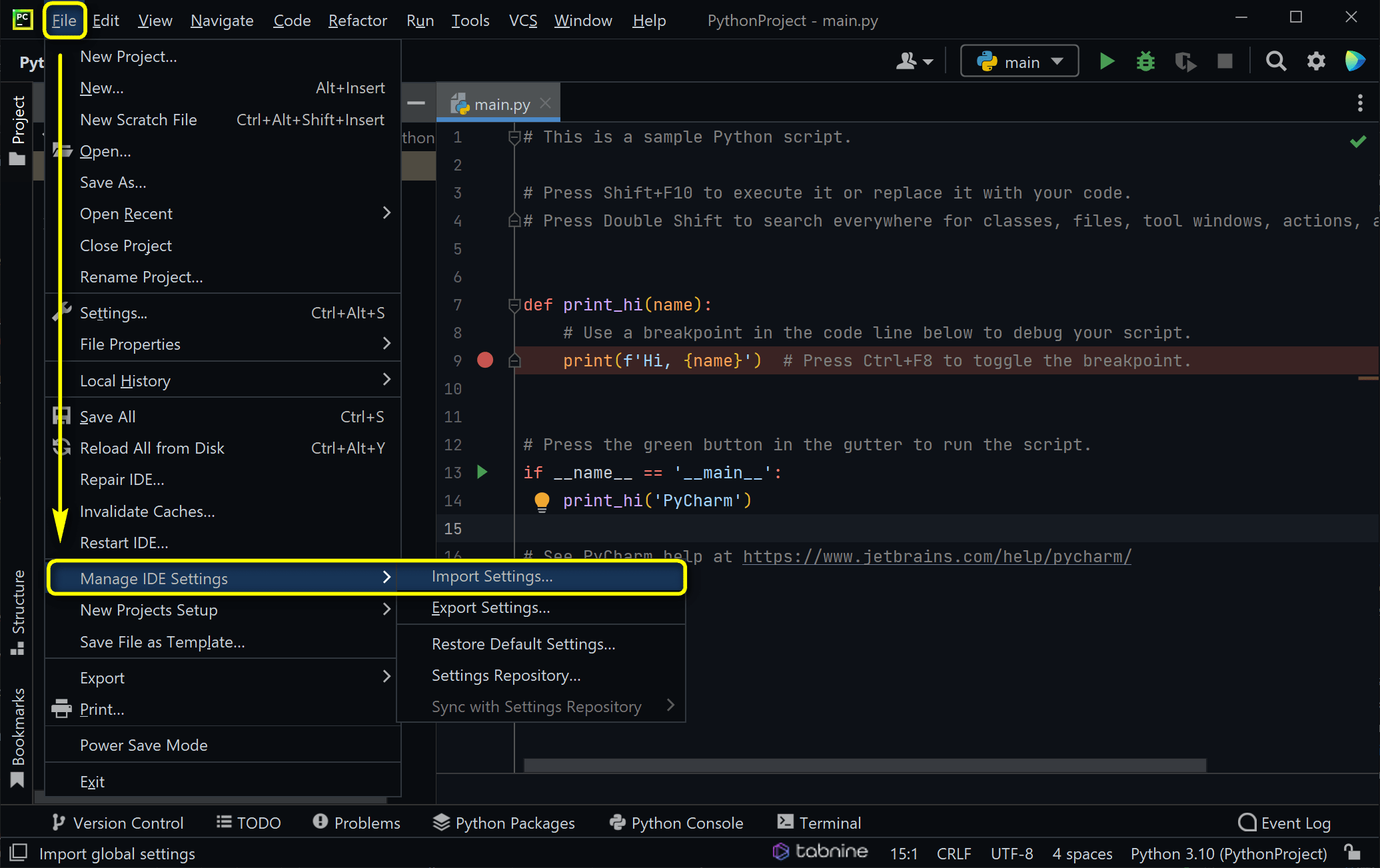 pycharm kurulumu