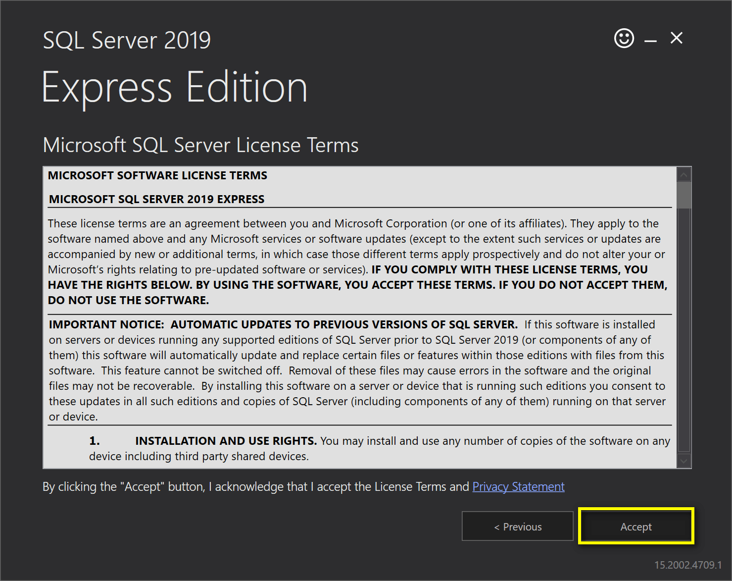 sql server 2019 express kurulumu