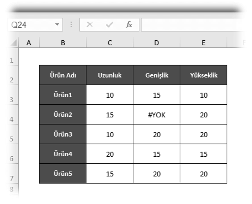 temel kavramlar excel