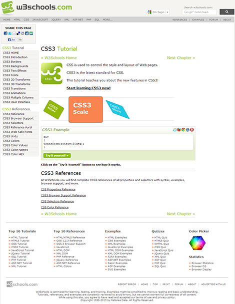 w3c schools css3 screenshot