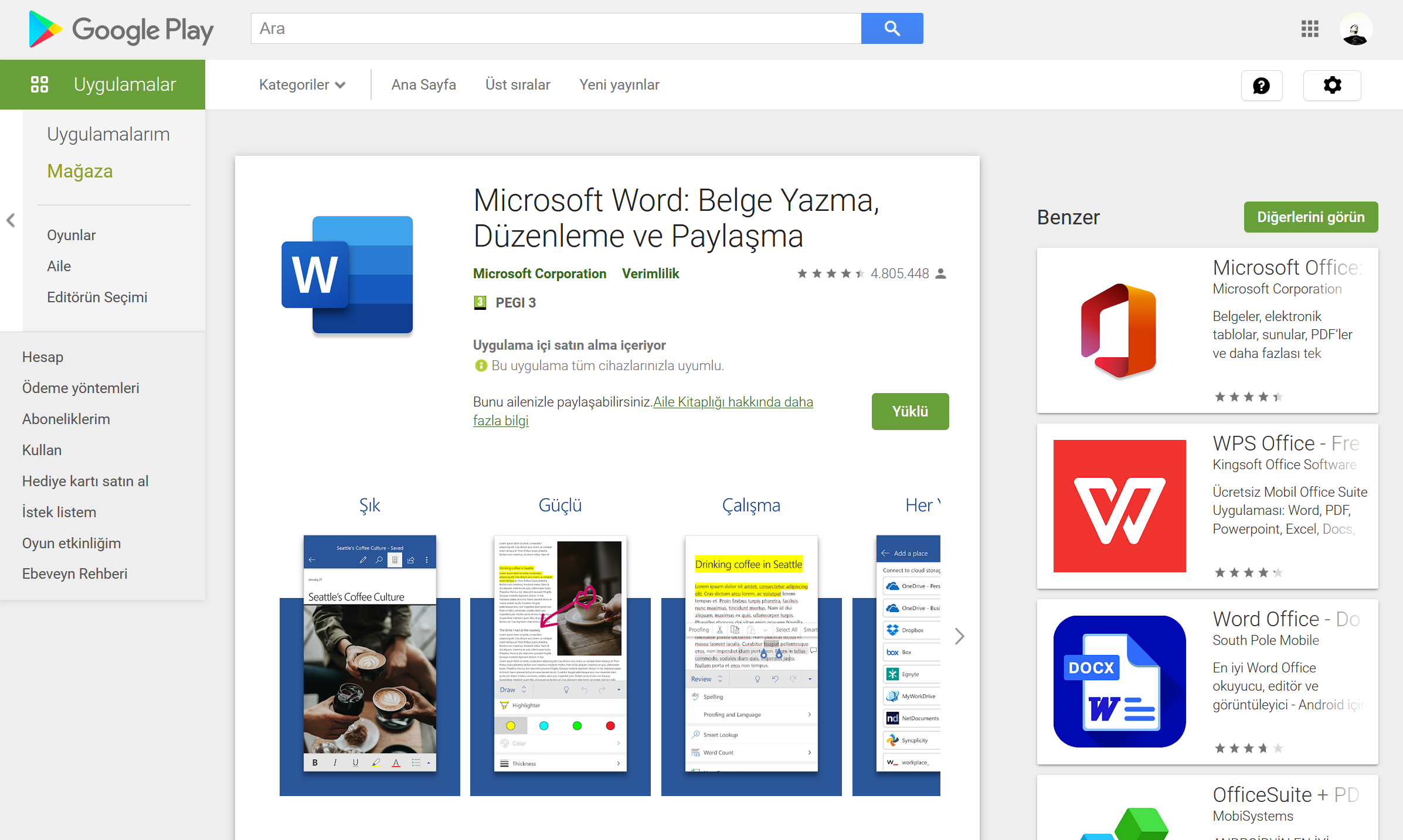 Android için Microsoft Word Kurulumu