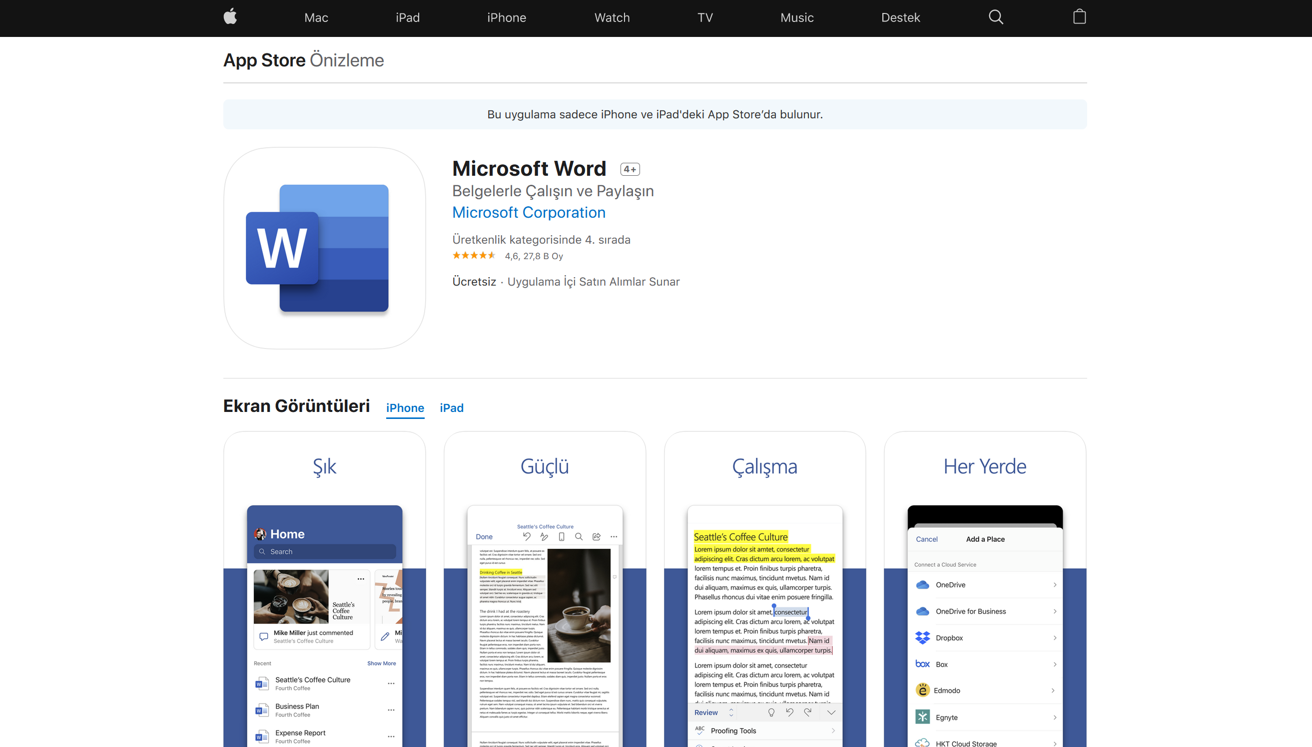 iOS için Microsoft Word Kurulumu