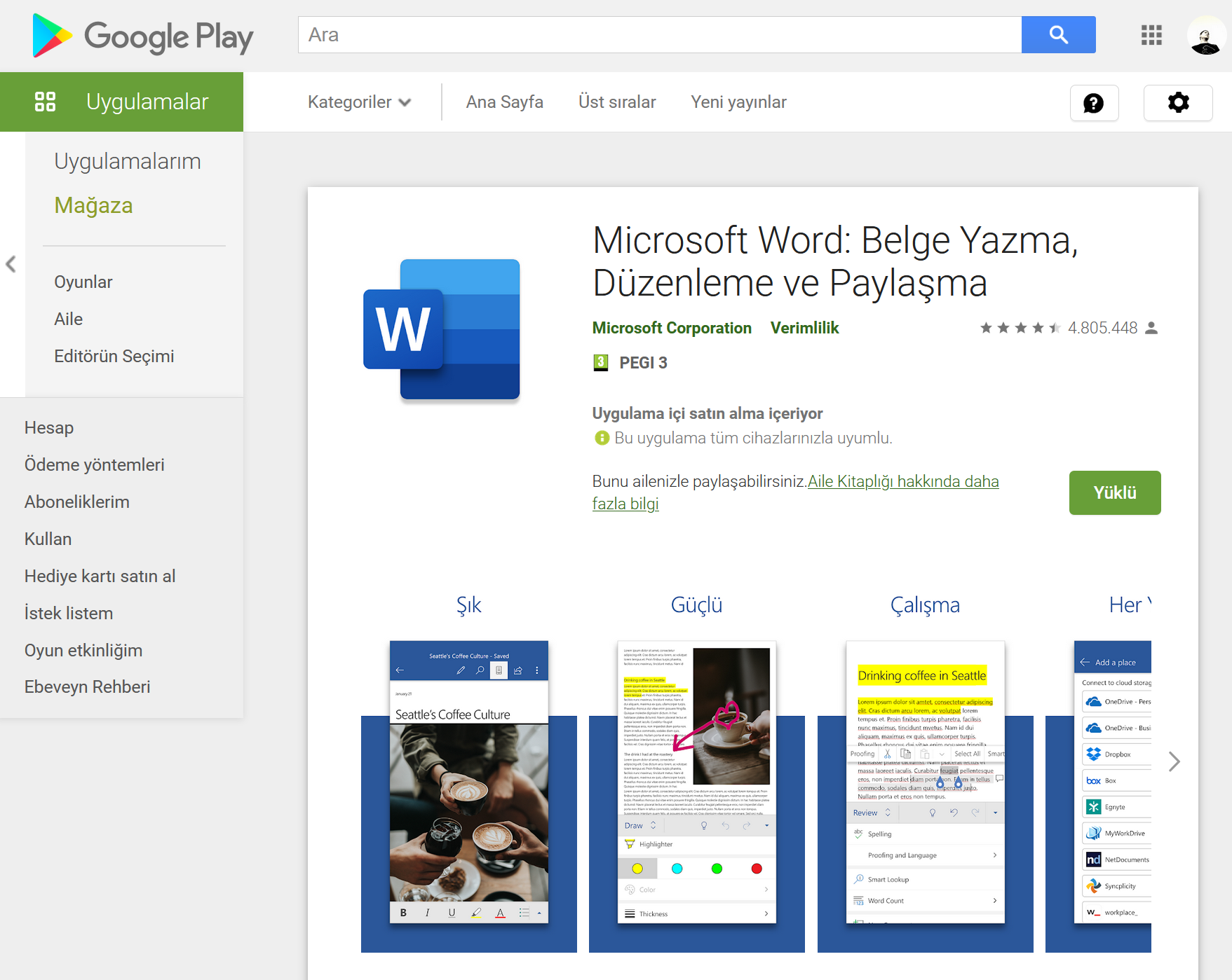 Android için Microsoft Word Kurulumu