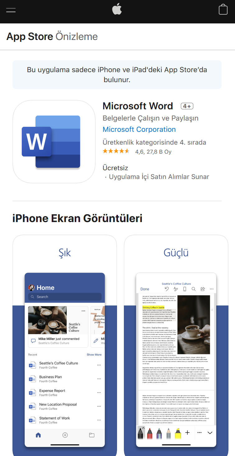 iOS için Microsoft Word Kurulumu